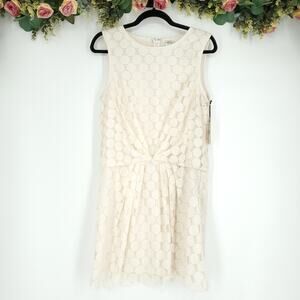 Ali Ro Dot Lace Knot-Front Sleeveless Off White Dress Size 6 NWT